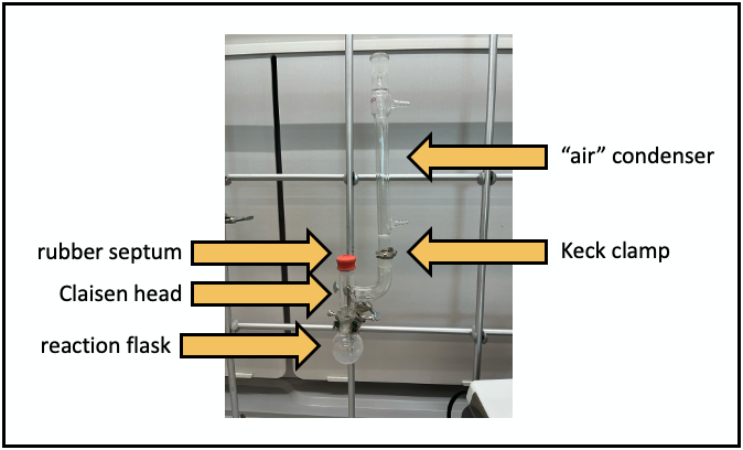 An "air" condenser and Claisen head apparatus.